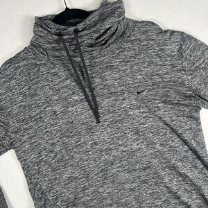 Nike Women's XL Cowl Neck Dri-Fit Knit Running Top Grey Space Dye 820382-063